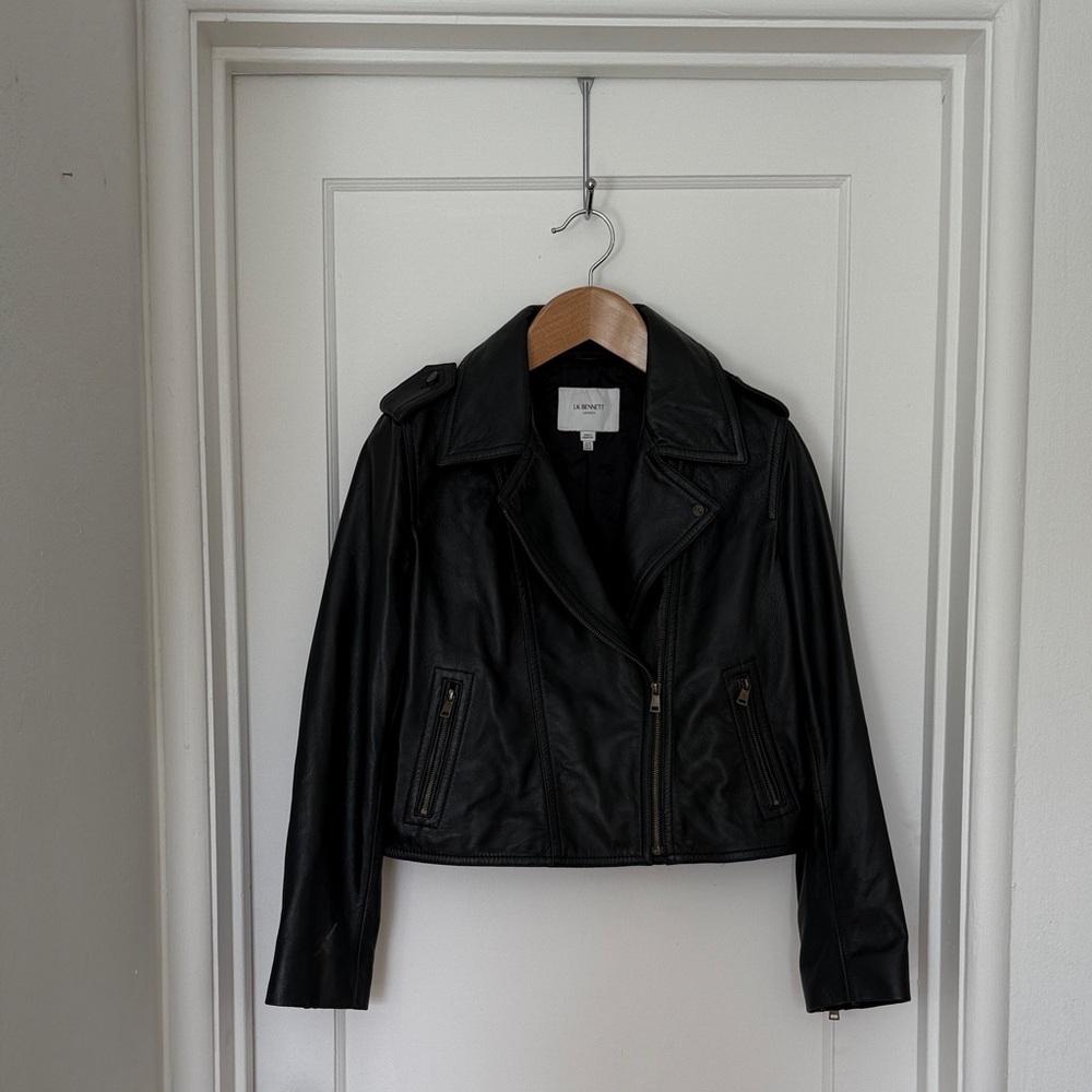 Black Leather Moto Jacket - Women